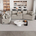 Canapé d'angle en forme de L 126" Canapé convertible avec chargeurs et porte-gobelets pour salon, Beige