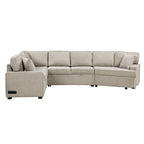 Canapé d'angle en forme de L 126" Canapé convertible avec chargeurs et porte-gobelets pour salon, Beige