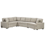 Canapé d'angle en forme de L 126" Canapé convertible avec chargeurs et porte-gobelets pour salon, Beige
