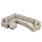 Canapé d'angle en forme de L 126" Canapé convertible avec chargeurs et porte-gobelets pour salon, Beige