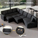 Canapé d'angle en forme de L 126" Canapé convertible avec chargeurs et porte-gobelets pour salon, Beige