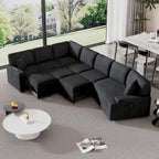 Canapé d'angle en forme de L 126" Canapé convertible avec chargeurs et porte-gobelets pour salon, Beige