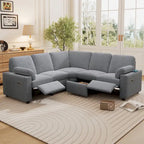 Canapé inclinable sectionnel 89 places avec home cinéma et deux ports USB, deux tiroirs de rangement pour le salon, beige