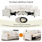 Canapé inclinable sectionnel 89 places avec home cinéma et deux ports USB, deux tiroirs de rangement pour le salon, beige