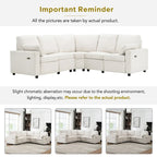 Canapé inclinable sectionnel 89 places avec home cinéma et deux ports USB, deux tiroirs de rangement pour le salon, beige