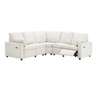 Canapé inclinable sectionnel 89 places avec home cinéma et deux ports USB, deux tiroirs de rangement pour le salon, beige
