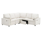 Canapé inclinable sectionnel 89 places avec home cinéma et deux ports USB, deux tiroirs de rangement pour le salon, beige
