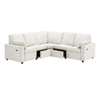Canapé inclinable sectionnel 89 places avec home cinéma et deux ports USB, deux tiroirs de rangement pour le salon, beige