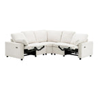 Canapé inclinable sectionnel 89 places avec home cinéma et deux ports USB, deux tiroirs de rangement pour le salon, beige