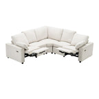 Canapé inclinable sectionnel 89 places avec home cinéma et deux ports USB, deux tiroirs de rangement pour le salon, beige