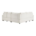Canapé inclinable sectionnel 89 places avec home cinéma et deux ports USB, deux tiroirs de rangement pour le salon, beige