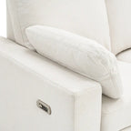 Canapé inclinable sectionnel 89 places avec home cinéma et deux ports USB, deux tiroirs de rangement pour le salon, beige