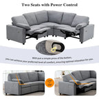 Canapé inclinable sectionnel 89 places avec home cinéma et deux ports USB, deux tiroirs de rangement pour le salon, beige