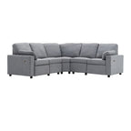 Canapé inclinable sectionnel 89 places avec home cinéma et deux ports USB, deux tiroirs de rangement pour le salon, beige