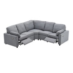 Canapé inclinable sectionnel 89 places avec home cinéma et deux ports USB, deux tiroirs de rangement pour le salon, beige