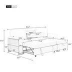 Canapé d'angle élégant et fonctionnel avec rangement, lit gigogne, table escamotable et chargeur USB, beige