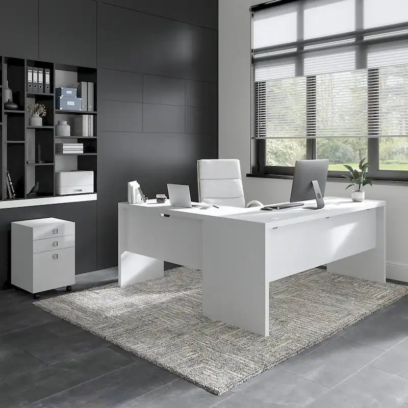 Scrivania angolare da 72" con mobile schedario a 3 cassetti