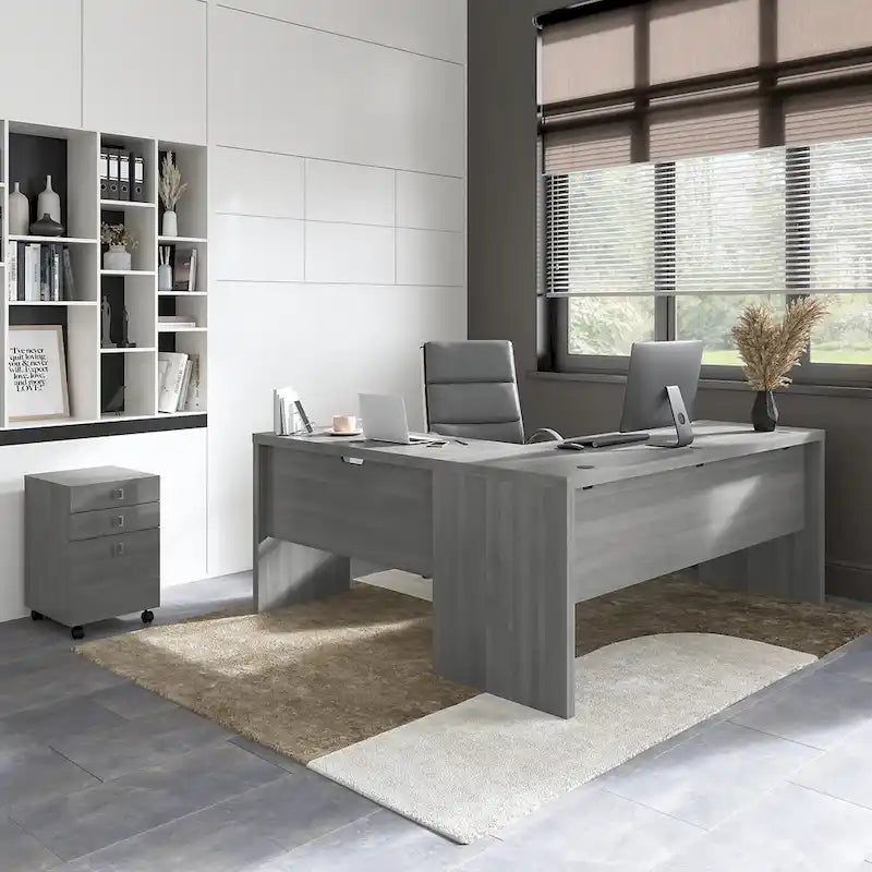 Scrivania angolare da 72" con mobile schedario a 3 cassetti