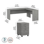 Scrivania angolare da 72" con mobile schedario a 3 cassetti