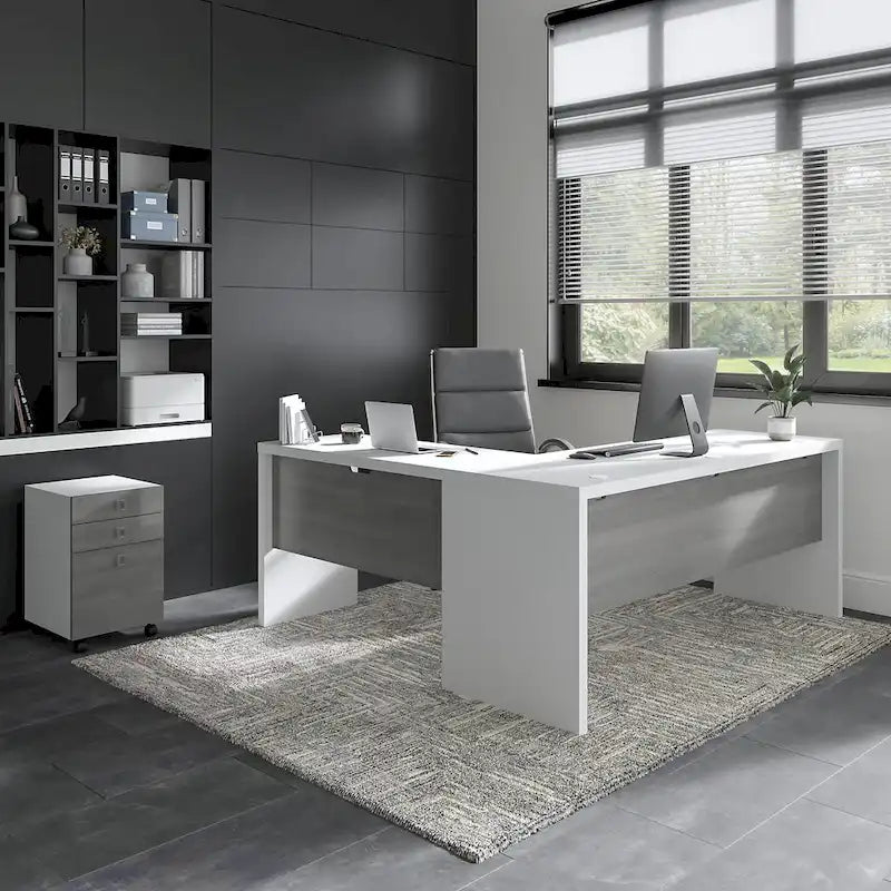 Scrivania angolare da 72" con mobile schedario a 3 cassetti