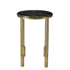 Tavolino rotondo 23" in ferro e marmo nero e oro