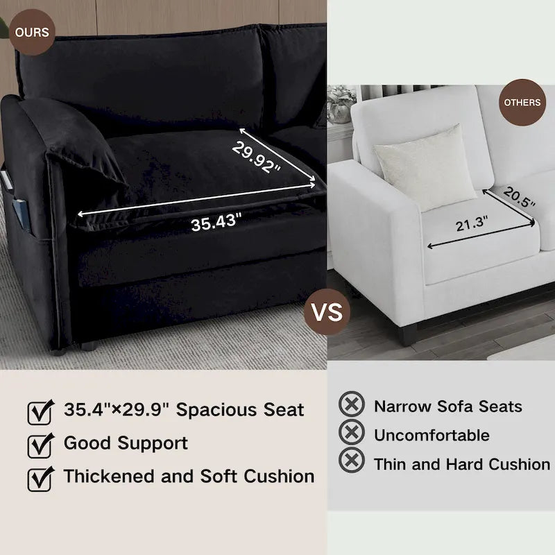 109.45 Divano Sezionale Modulare a U Rivestito in Ciniglia con Cuscini a Doppio Strato, Combinazione Fai-da-te