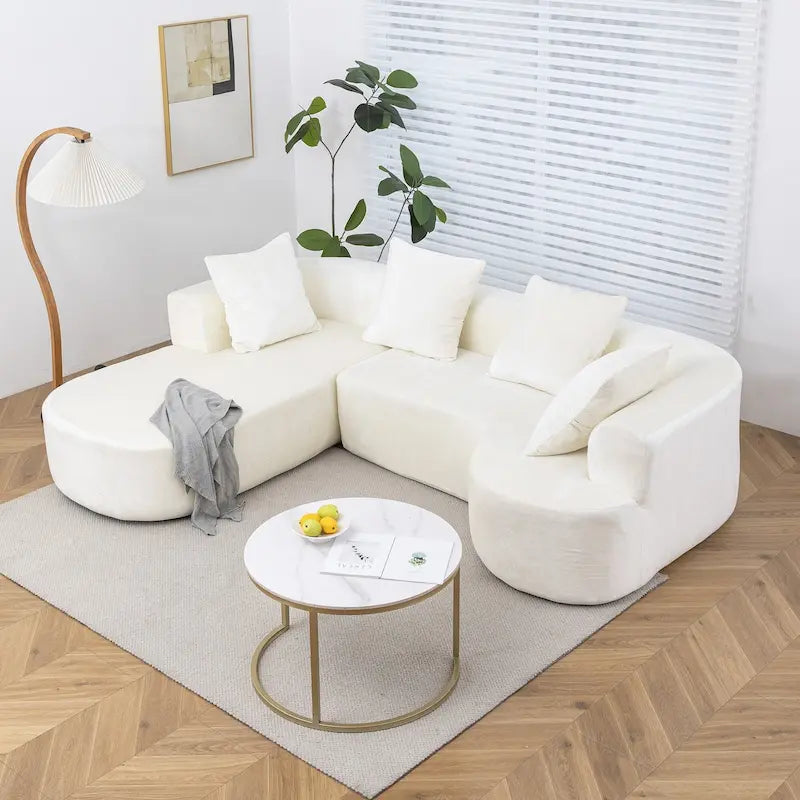 Divano sezionale modulare imbottito XINMICS 99.61, divano moderno a L a 3 posti con chaise longue, lato sinistro