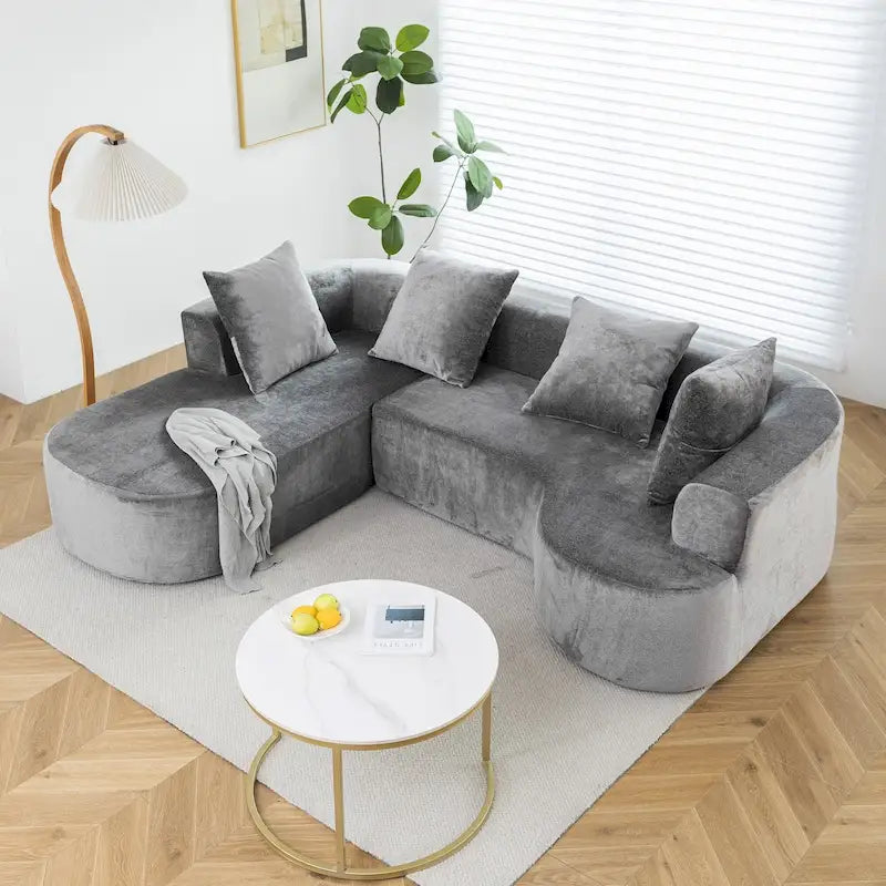 Divano sezionale modulare imbottito XINMICS 99.61, divano moderno a L a 3 posti con chaise longue, lato sinistro