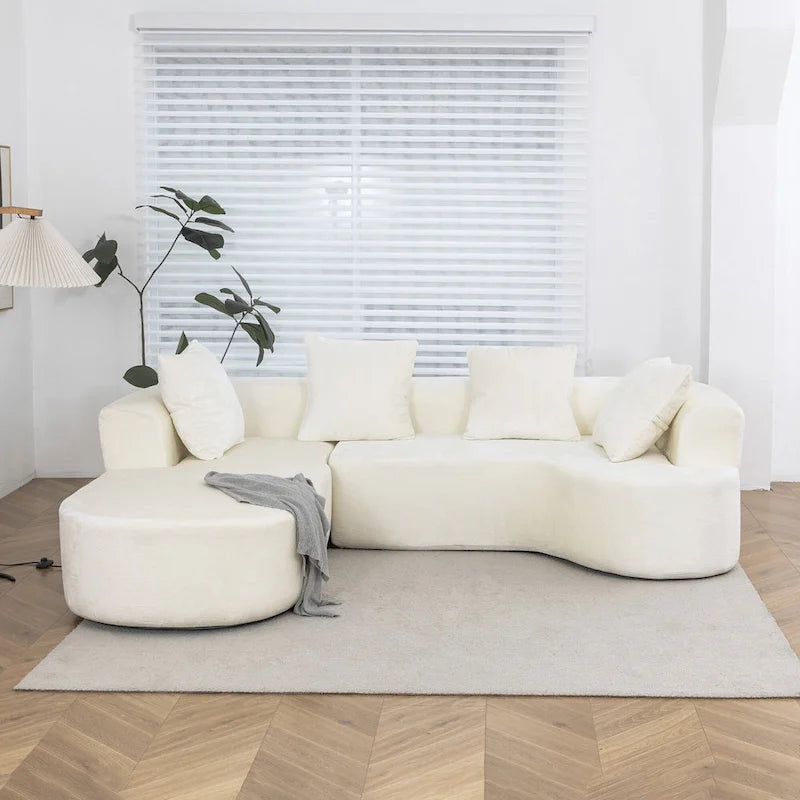 Divano sezionale modulare imbottito XINMICS 99.61, divano moderno a L a 3 posti con chaise longue, lato sinistro
