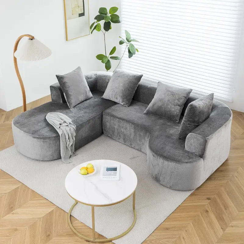Divano sezionale modulare imbottito XINMICS 99.61, divano moderno a L a 3 posti con chaise longue, lato sinistro