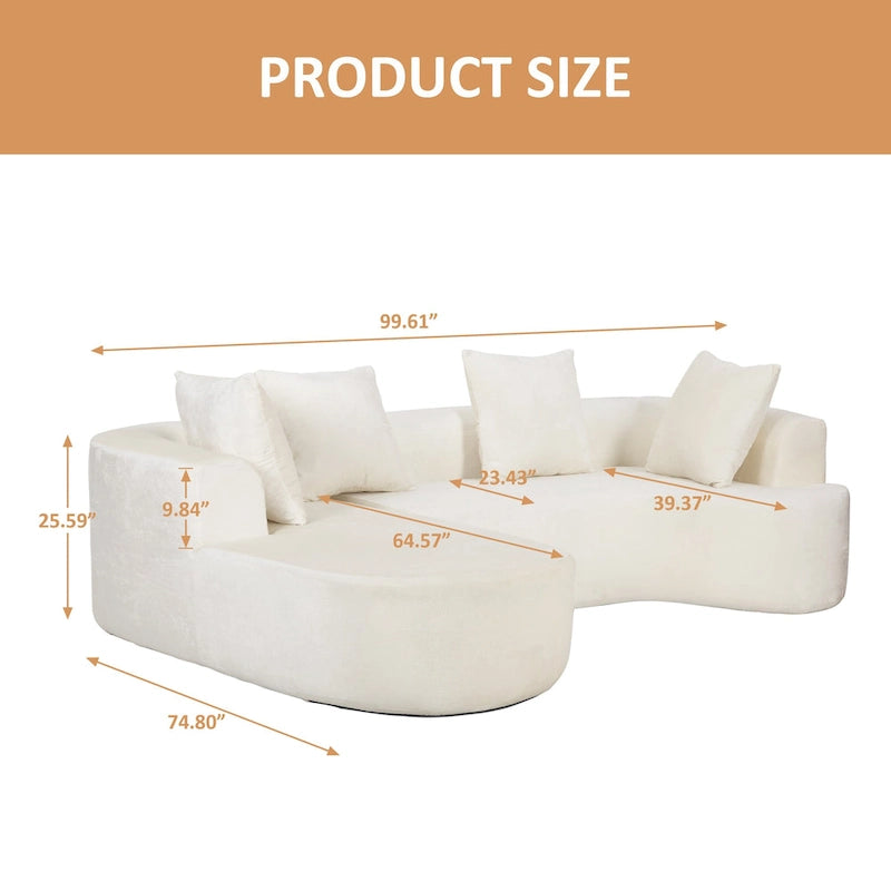 Divano sezionale modulare imbottito XINMICS 99.61, divano moderno a L a 3 posti con chaise longue, lato sinistro