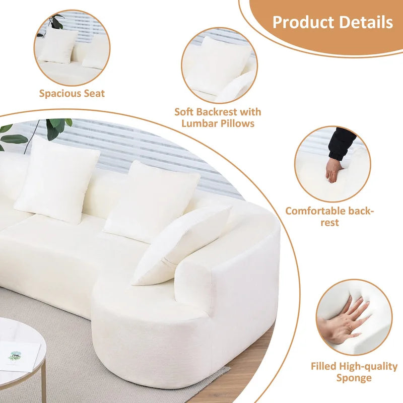 Divano sezionale modulare imbottito XINMICS 99.61, divano moderno a L a 3 posti con chaise longue, lato sinistro