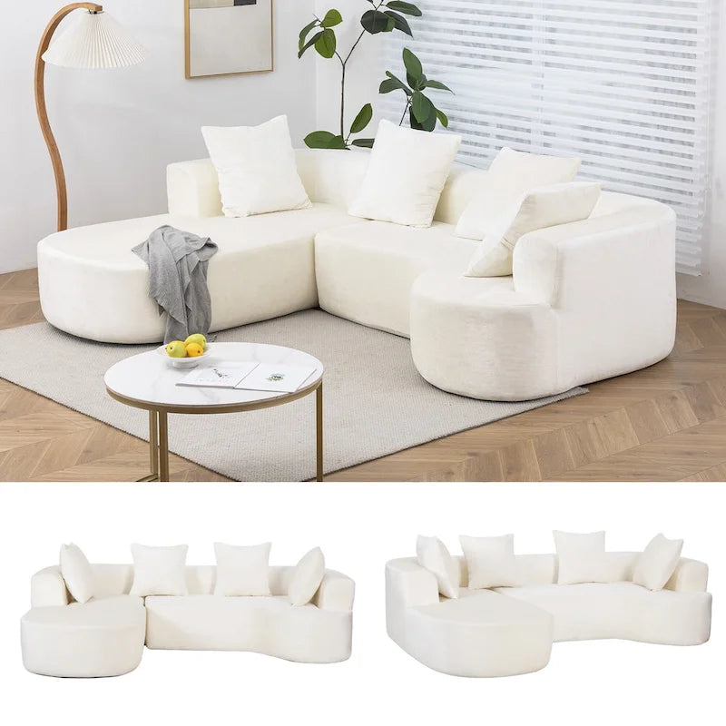 Divano sezionale modulare imbottito XINMICS 99.61, divano moderno a L a 3 posti con chaise longue, lato sinistro