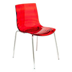 Sedia da pranzo in acrilico con gambe cromate, sedia laterale moderna con design a increspature d'acqua