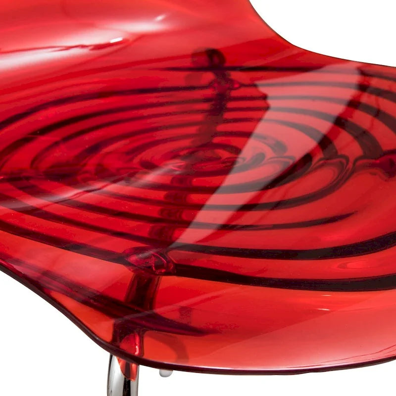 Sedia da pranzo in acrilico con gambe cromate, sedia laterale moderna con design a increspature d'acqua
