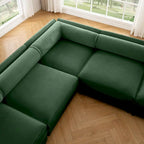 Divano sezionale modulare a L, 109, in ciniglia imbottita con seduta contenitore, combinazione fai da te