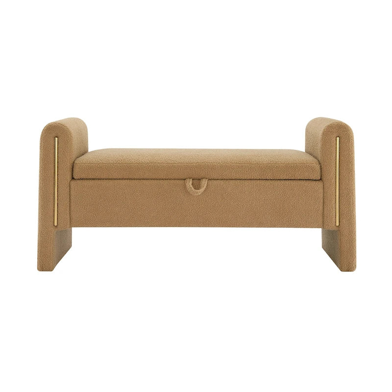 Panca Contenitore da Fondo Letto Athena in Tessuto Teddy Moderno con Braccioli