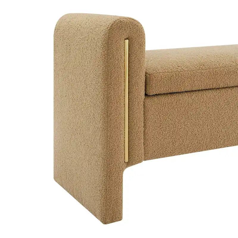 Panca Contenitore da Fondo Letto Athena in Tessuto Teddy Moderno con Braccioli