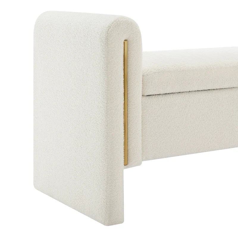 Panca Contenitore da Fondo Letto Athena in Tessuto Teddy Moderno con Braccioli