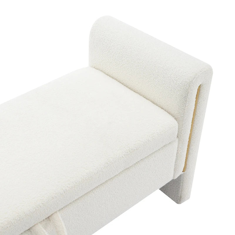 Panca Contenitore da Fondo Letto Athena in Tessuto Teddy Moderno con Braccioli