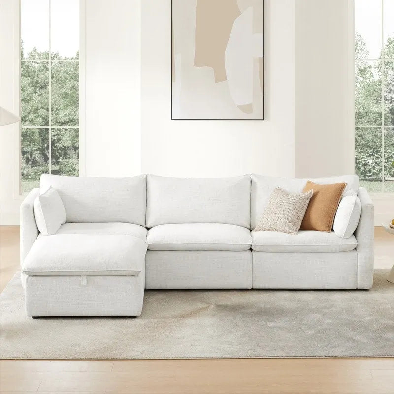 Divano Modulare Sezionale a L Cypress con Pouf
