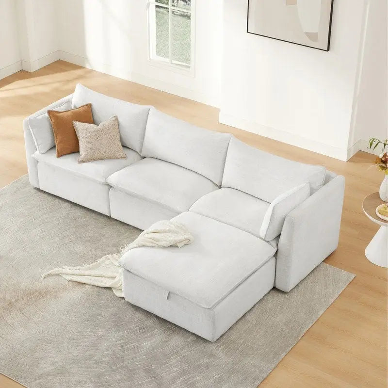 Divano Modulare Sezionale a L Cypress con Pouf