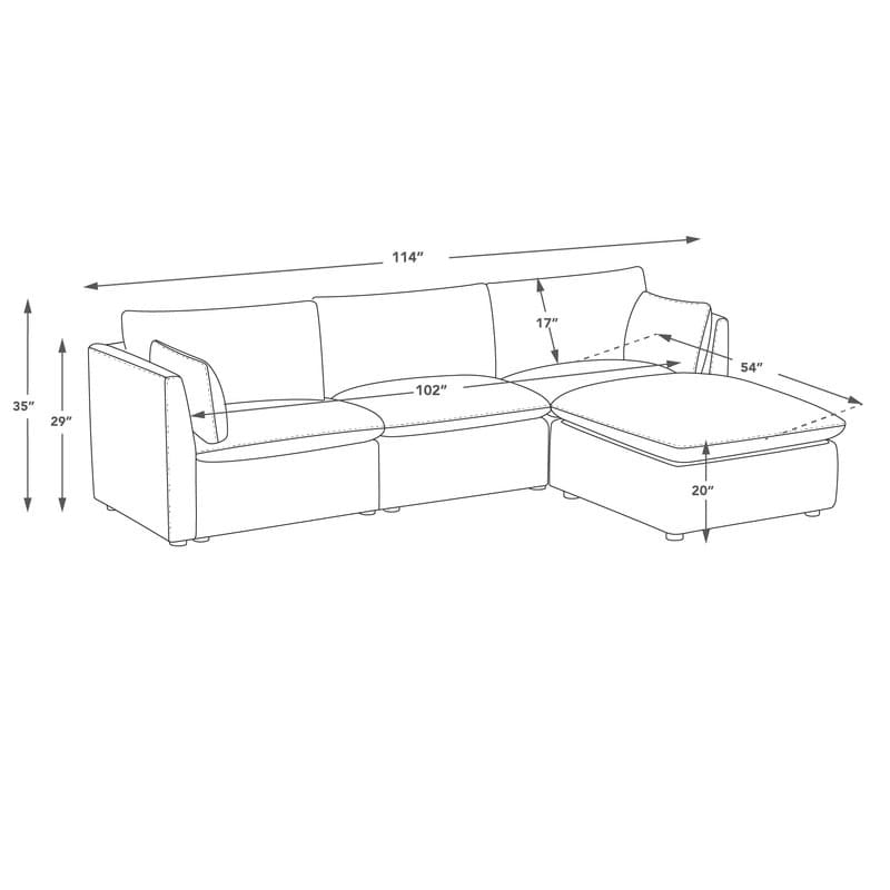 Divano Modulare Sezionale a L Cypress con Pouf