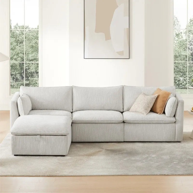 Divano Modulare Sezionale a L Cypress con Pouf