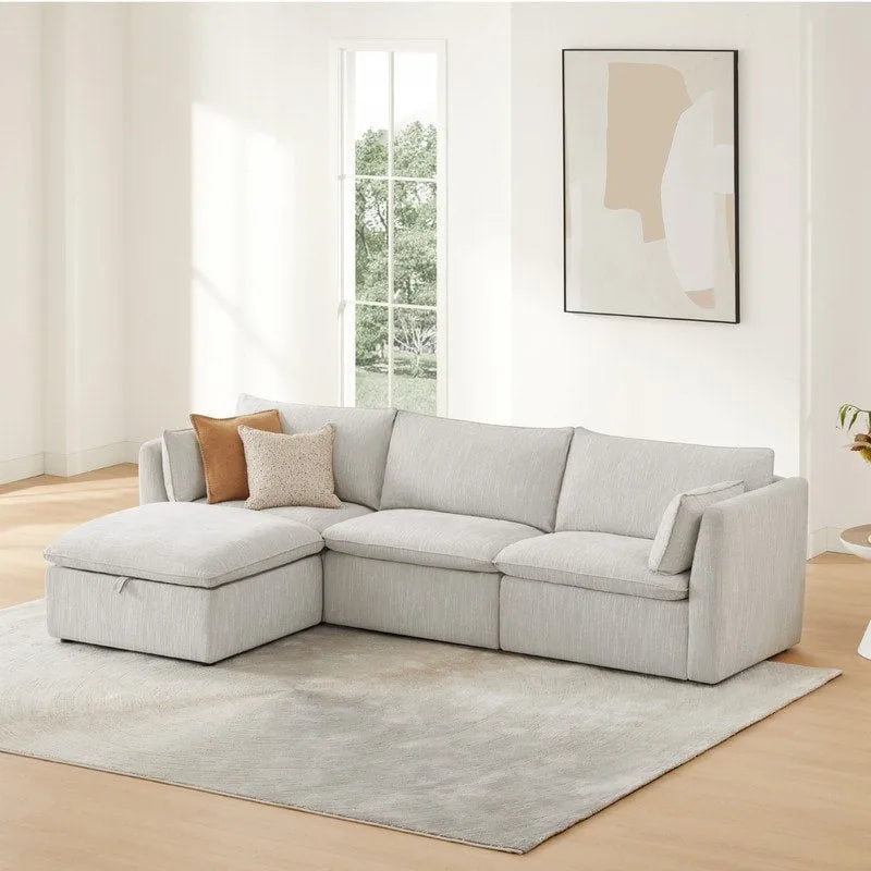 Divano Modulare Sezionale a L Cypress con Pouf