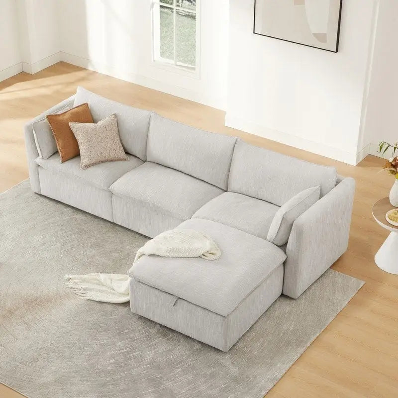 Divano Modulare Sezionale a L Cypress con Pouf
