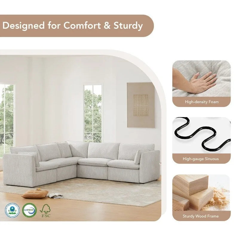 Divano Modulare Sezionale a L Cypress con Pouf