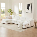Canapé modulable surdimensionné en tissu en U Mia avec base en bois améliorée