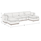 Canapé modulable surdimensionné en tissu en U Mia avec base en bois améliorée