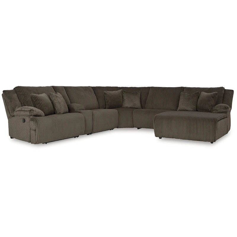 Signature Design by Ashley Top Tier Brown Divano sezionale reclinabile a 6 posti con chaise longue - 147W x 134D x 41H